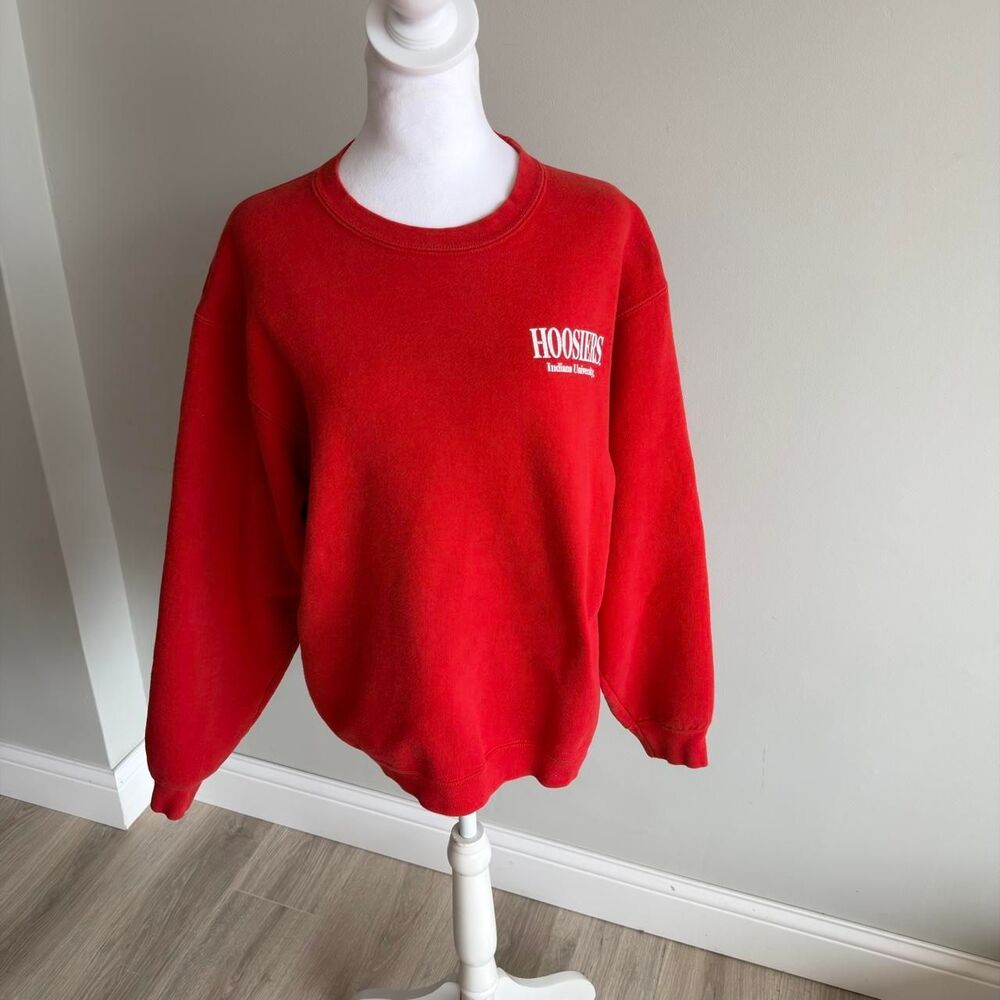 Indiana University Hoosiers Red Crewneck Sweatshirt Unisex M College VTG 90's - Picture 2 of 7